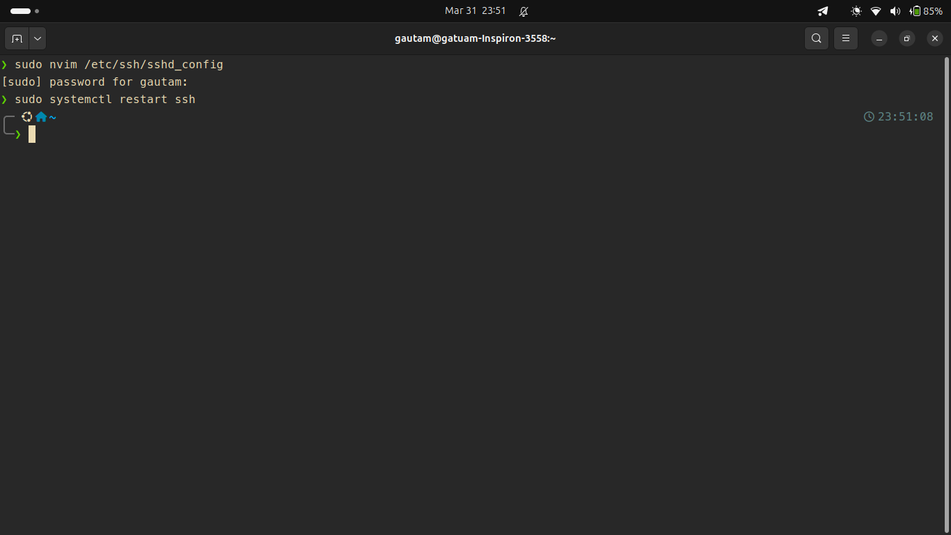 restart ssh server
