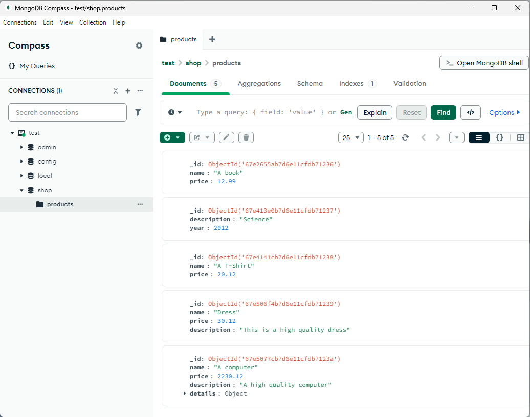 MongoDb Compass