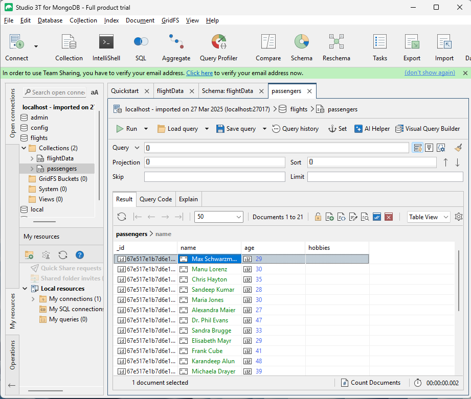  MongoDb Studio 3T
