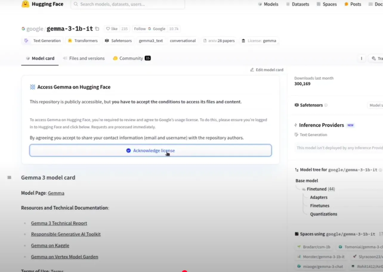 Select the desired model and accept the license agreement