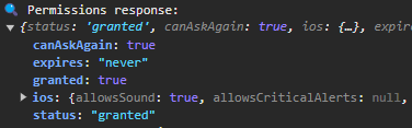 Response object log output