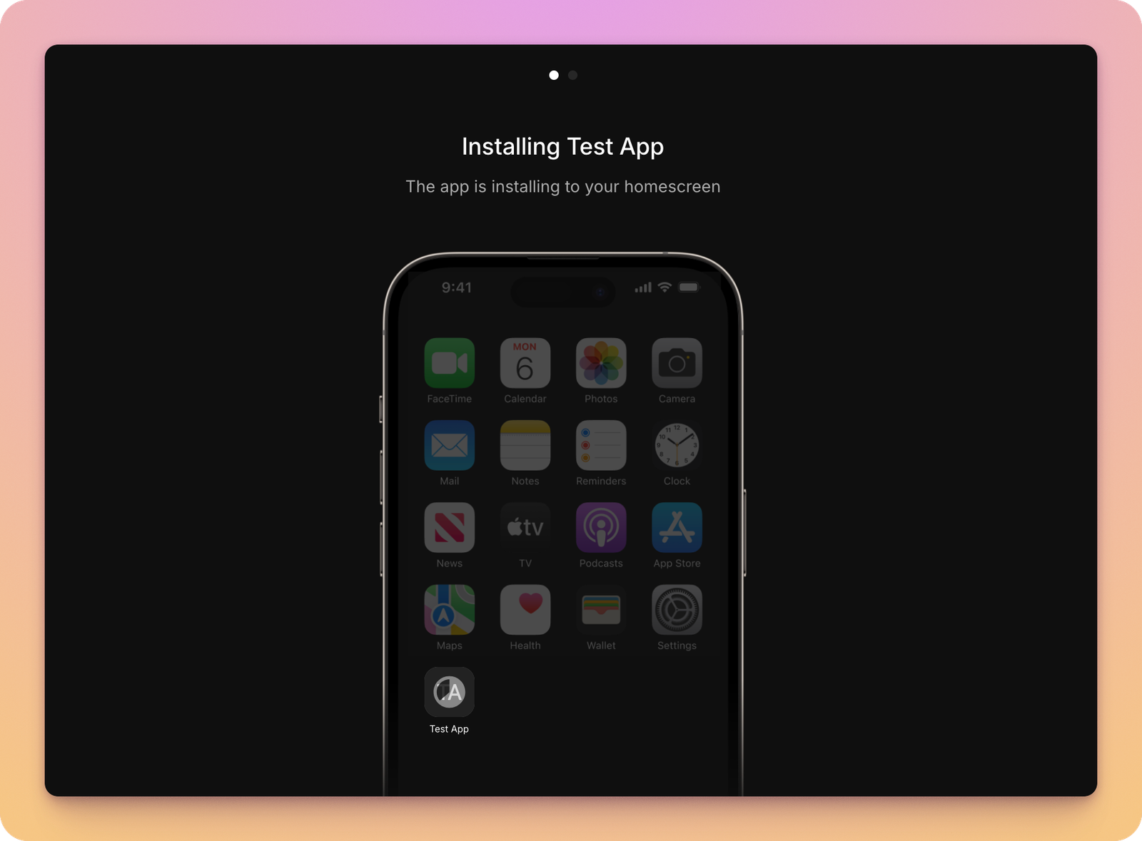 Buildstash guiding a user through installing an in-house distributed iOS app on their device