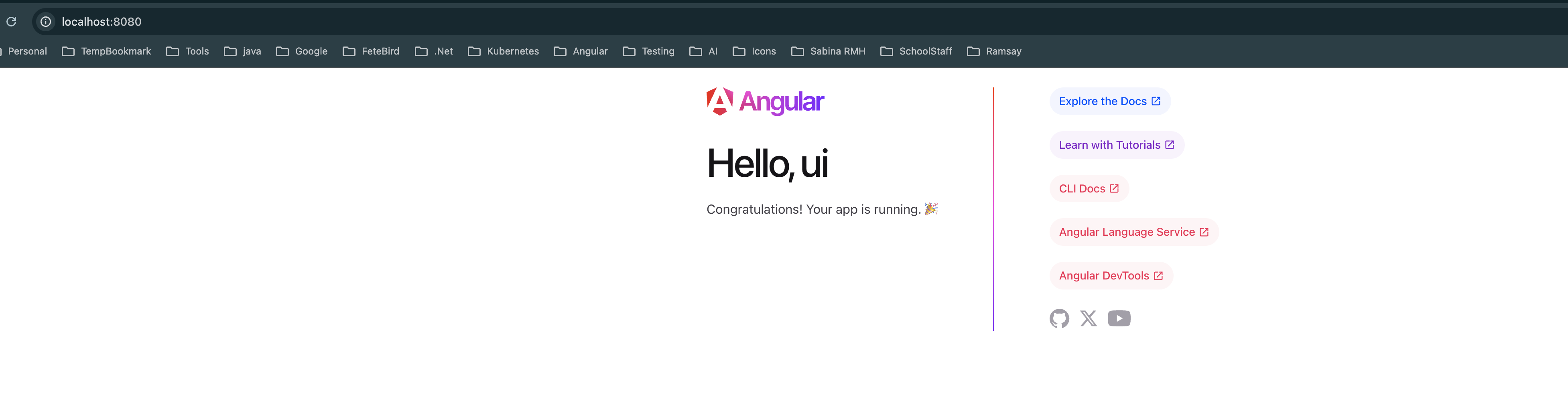 Angular app running