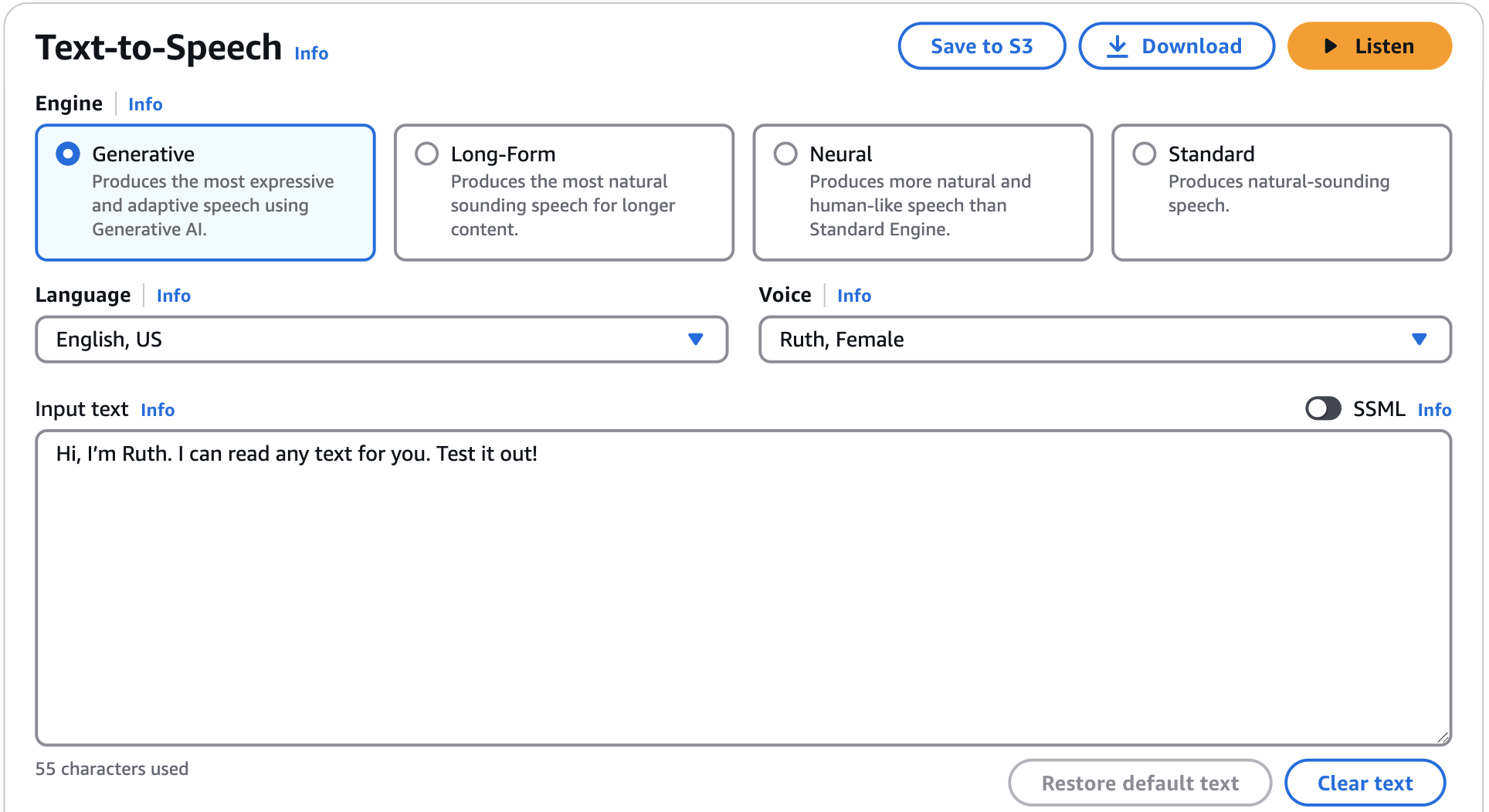 Amazon Polly demo