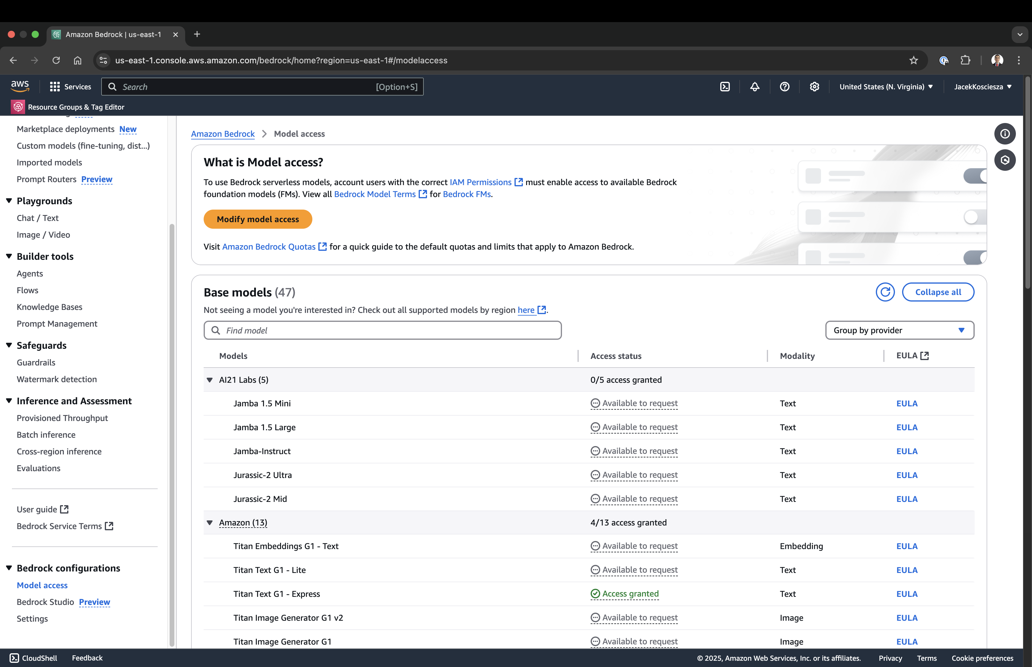 Amazon Bedrock enable models