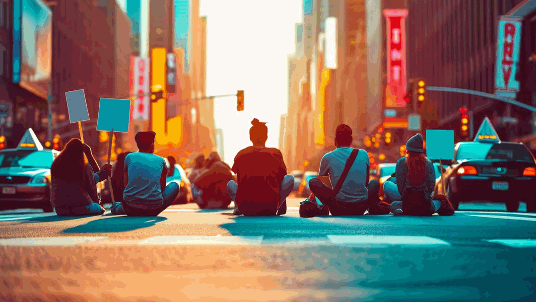 Standing Up for Change: Peaceful Road Block
