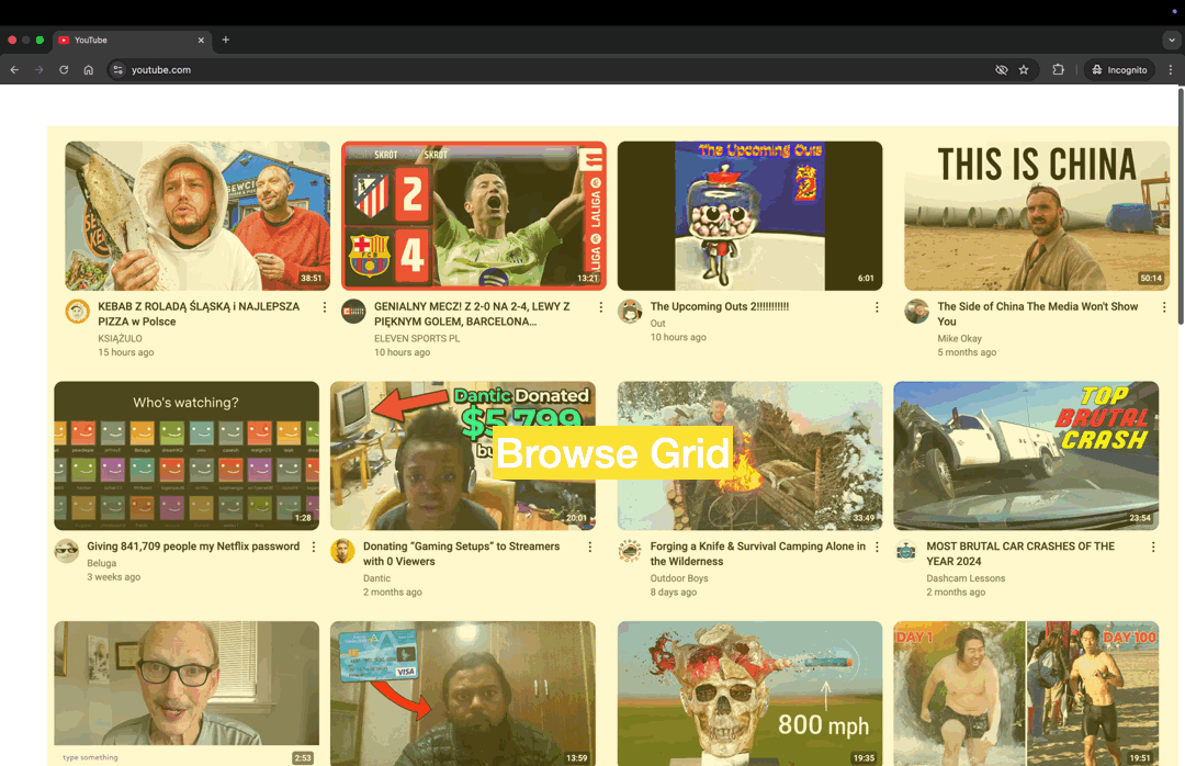 Browse grid design