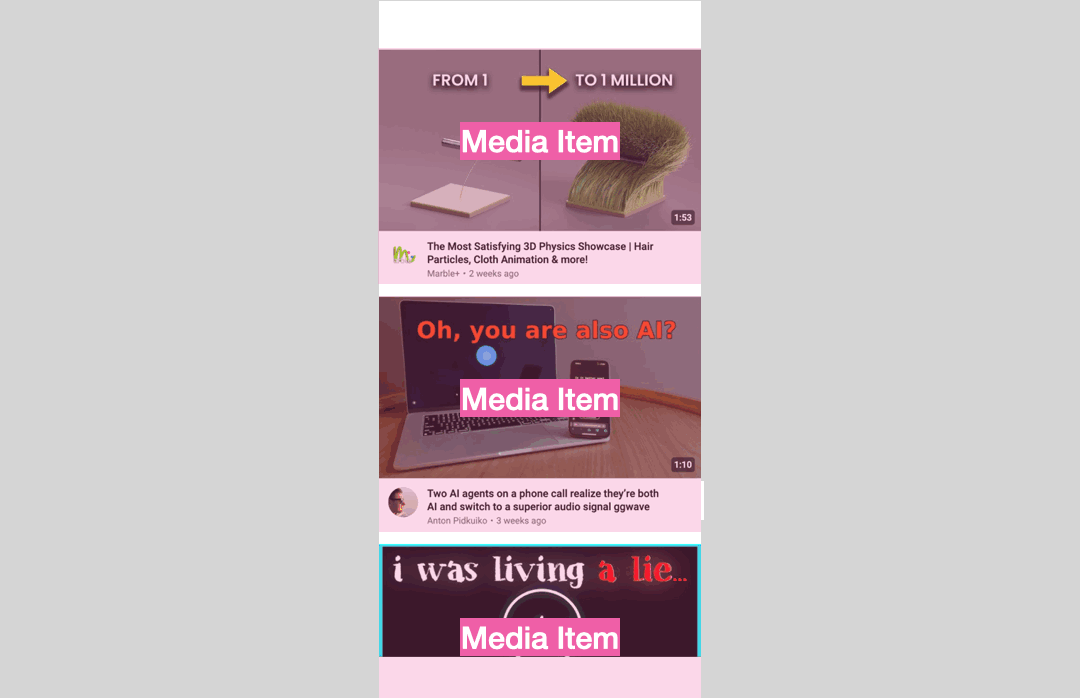 Media Item design mobile version