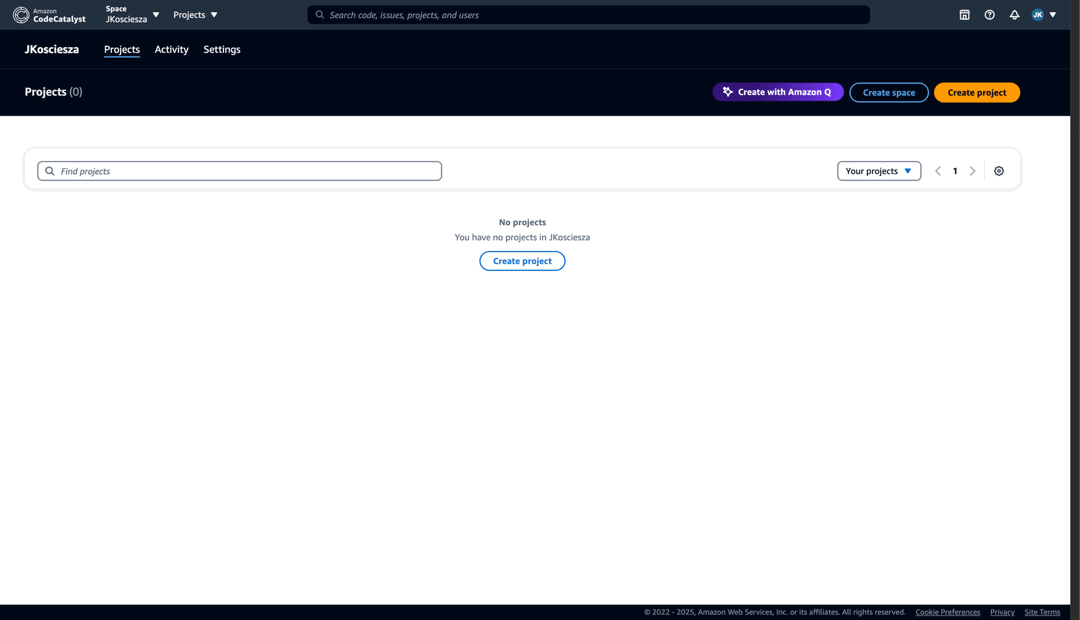 CodeCatalyst create project
