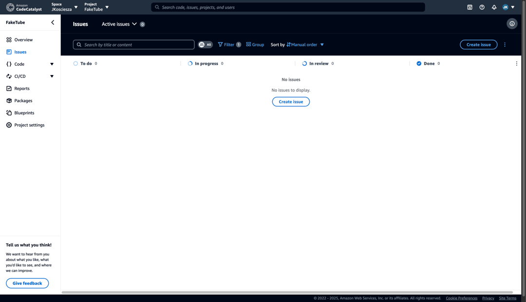 CodeCatalyst remove in review column