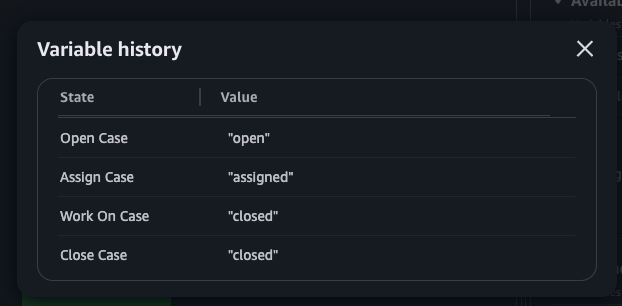 Variable history