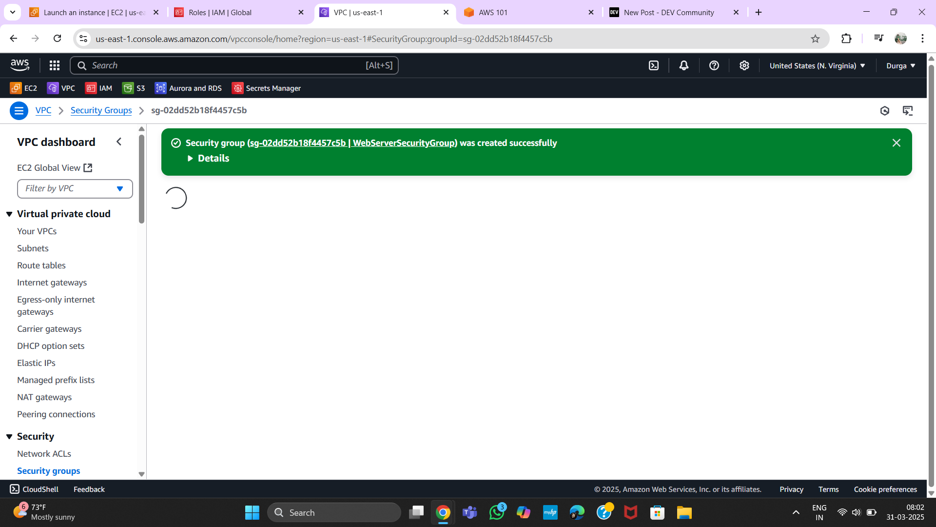 Security Group Configured