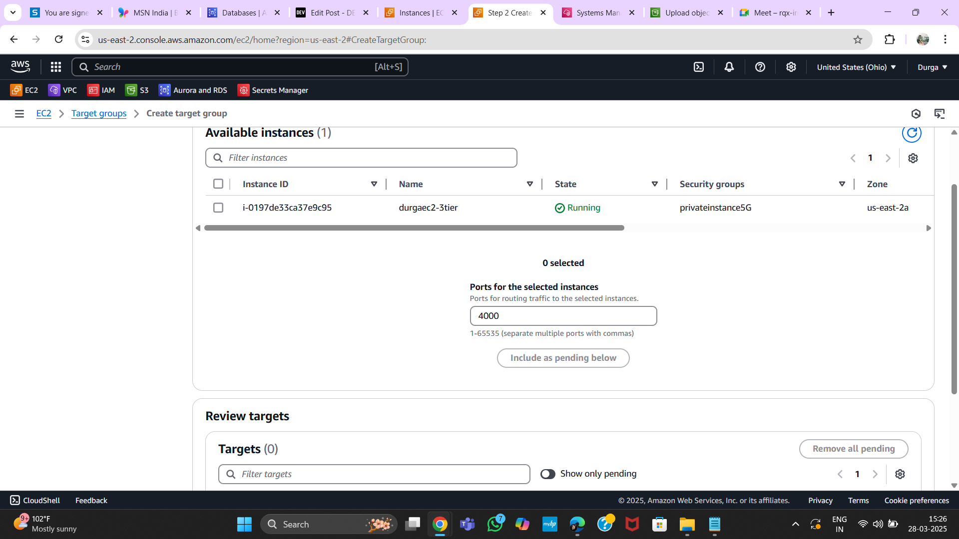 Creating Target Group