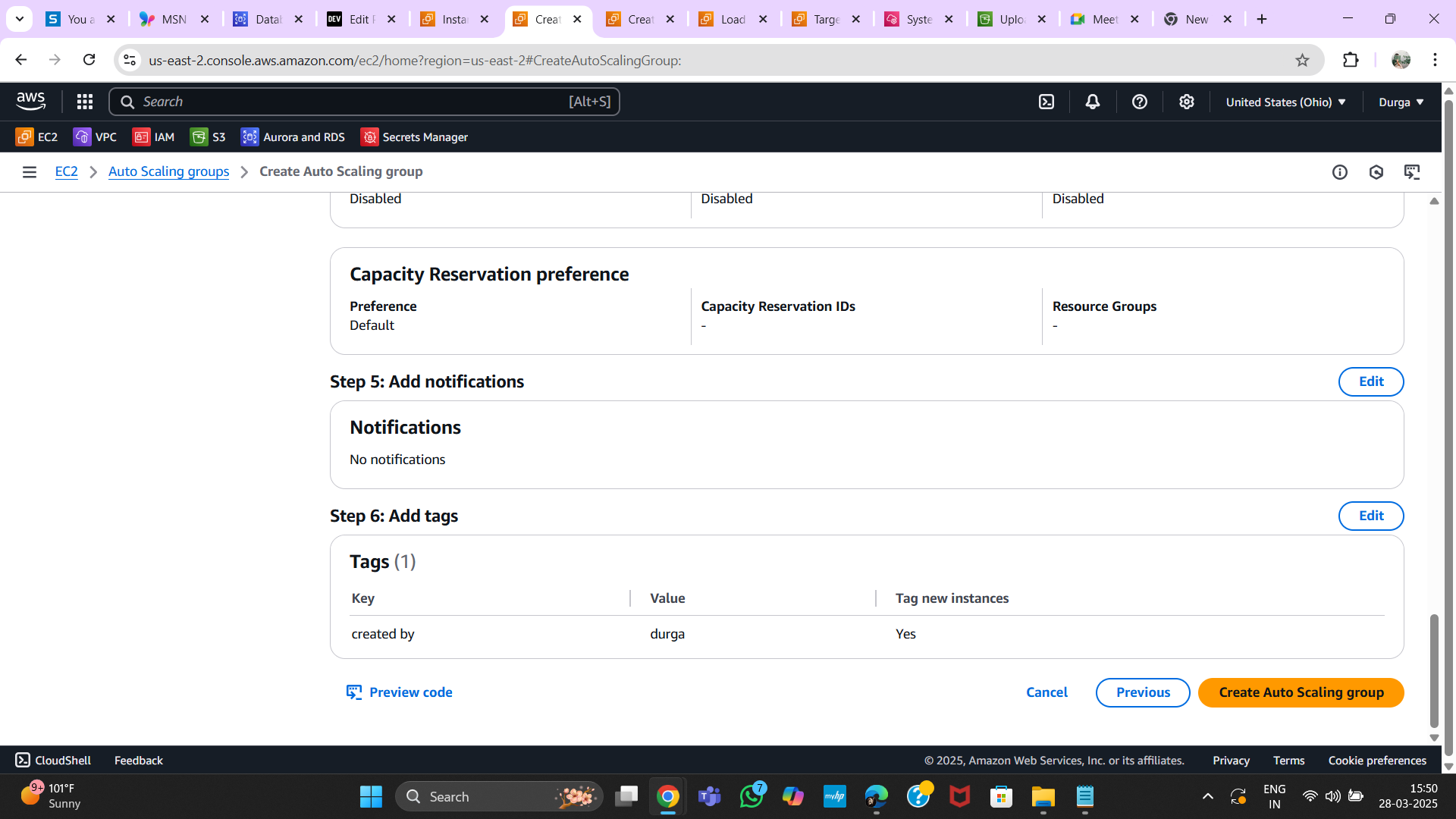 Auto Scaling Group Creation