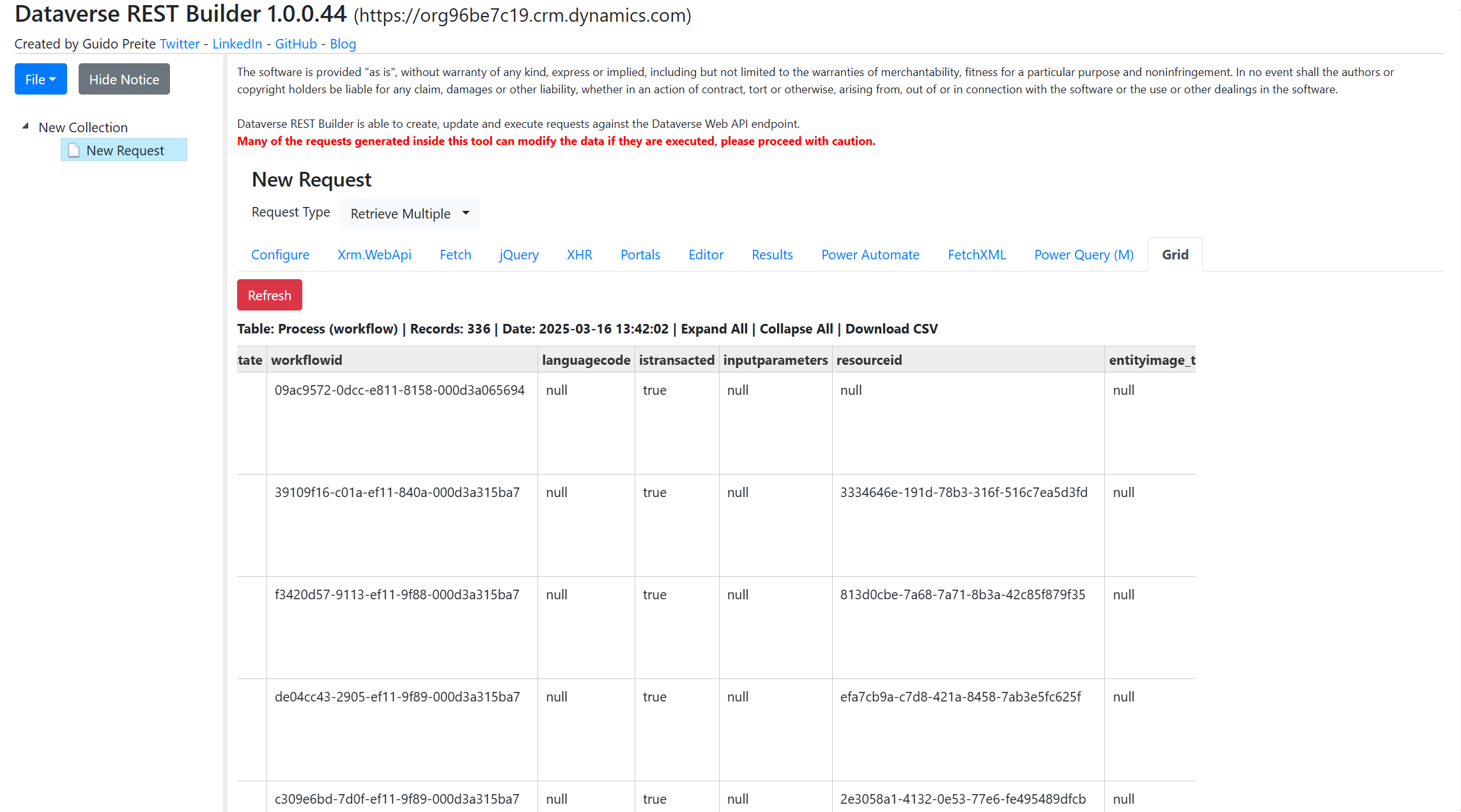 dataverse results