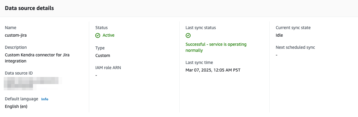 Amazon Kendra Data Source Details