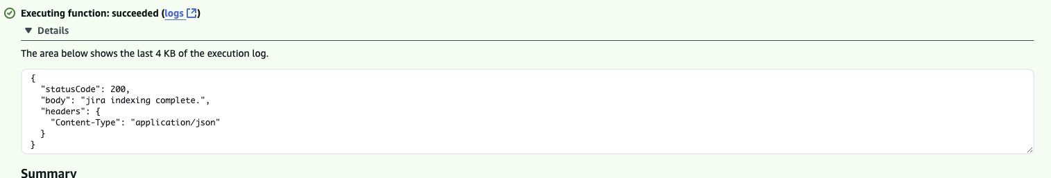 AWS Lambda Execution Successful