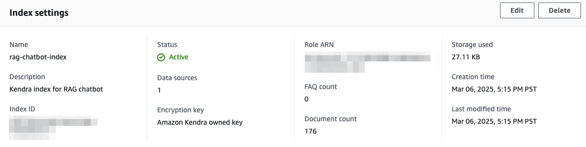 Amazon Kendra Index Updated