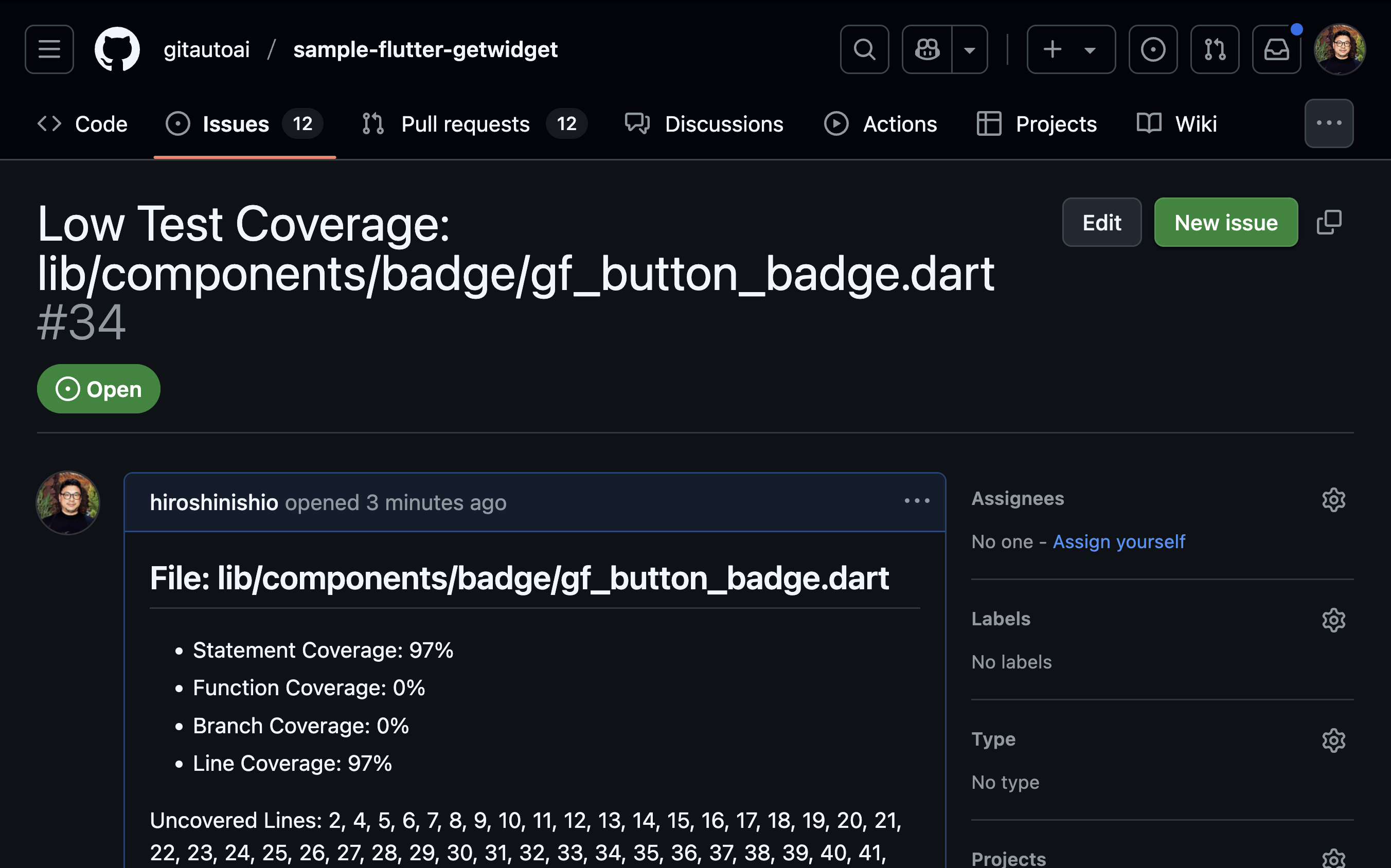 Created Issue Example