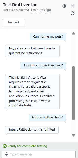 Sample test conversation