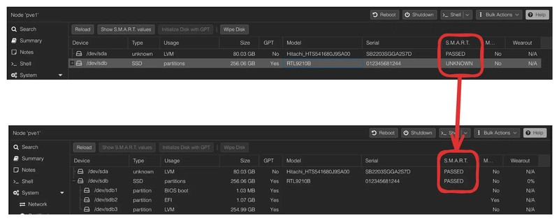 Fixing Unknown SMART Status for External SSD/HDD on Proxmox
