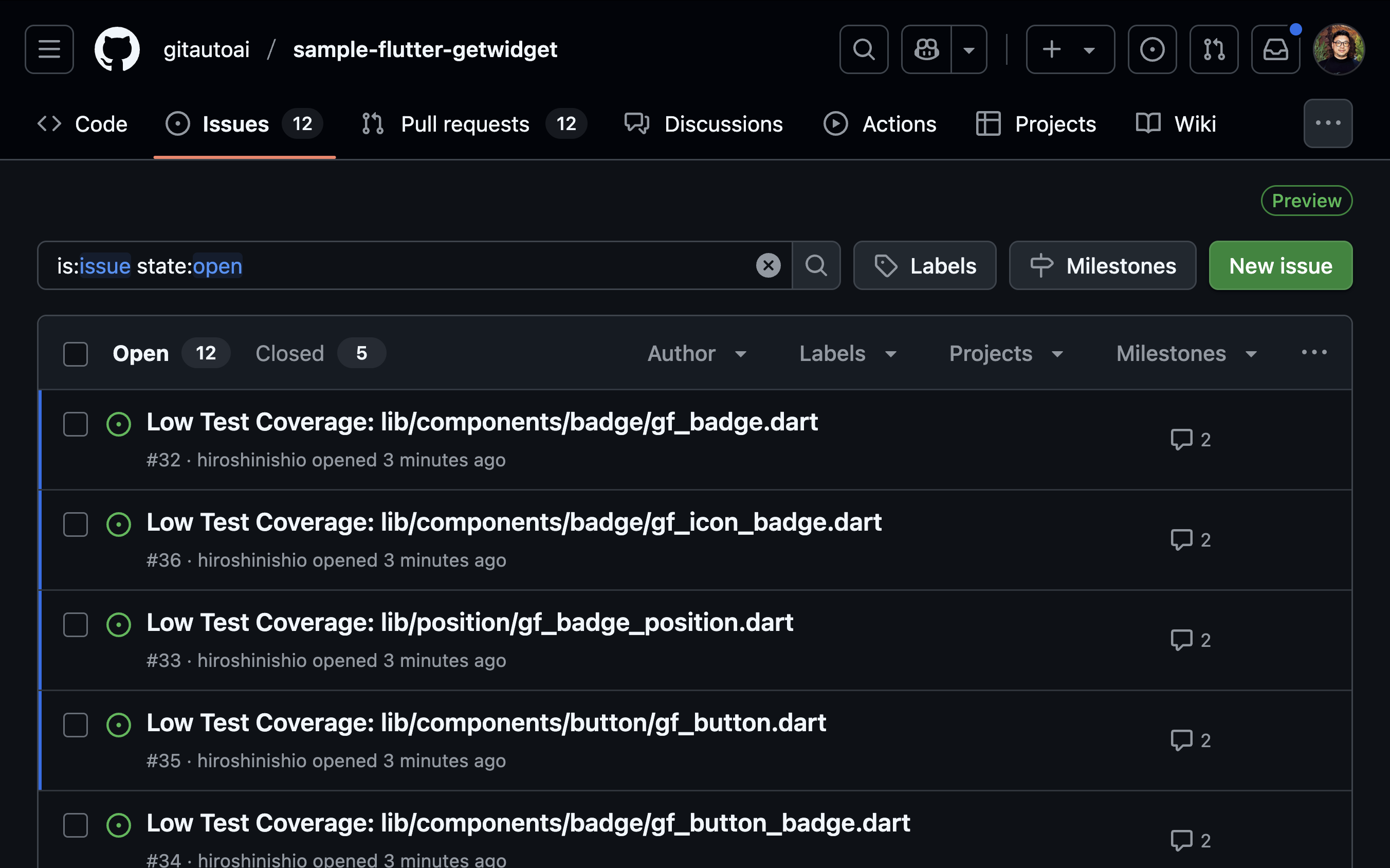 Issues List View