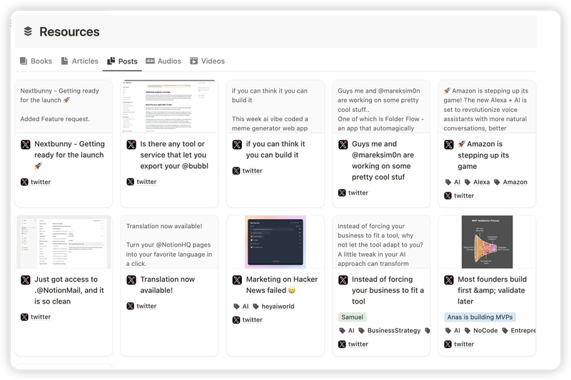 How do Twitter Bookmarks sync to notion