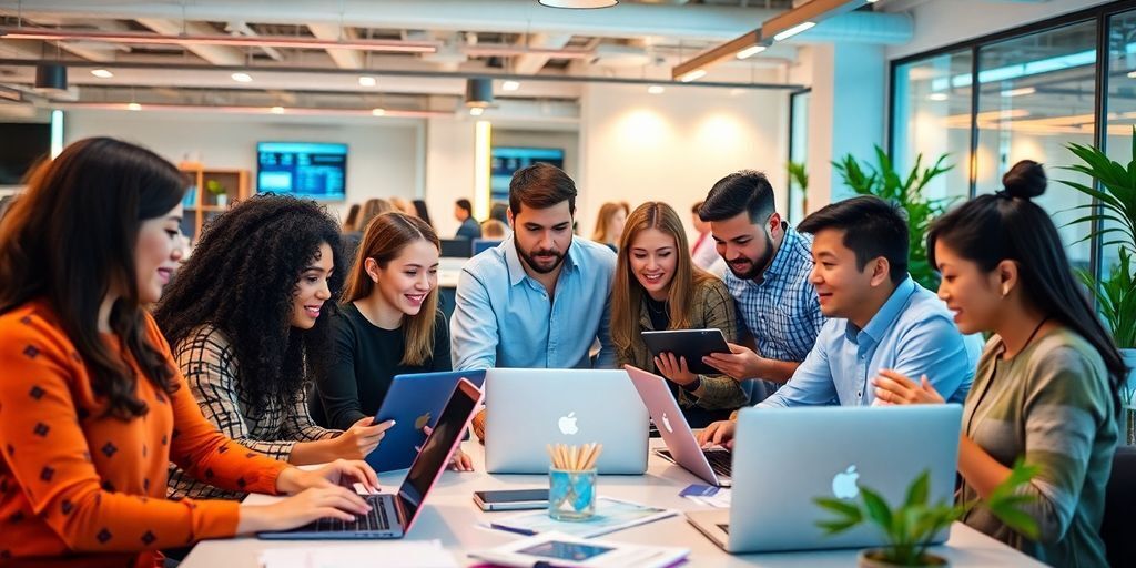 Team collaboration in a modern software development environment.