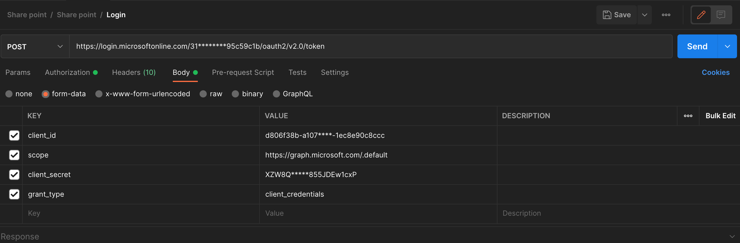 Requesting for auth token