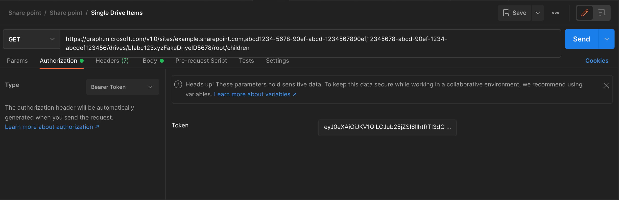 Request for items in a drive