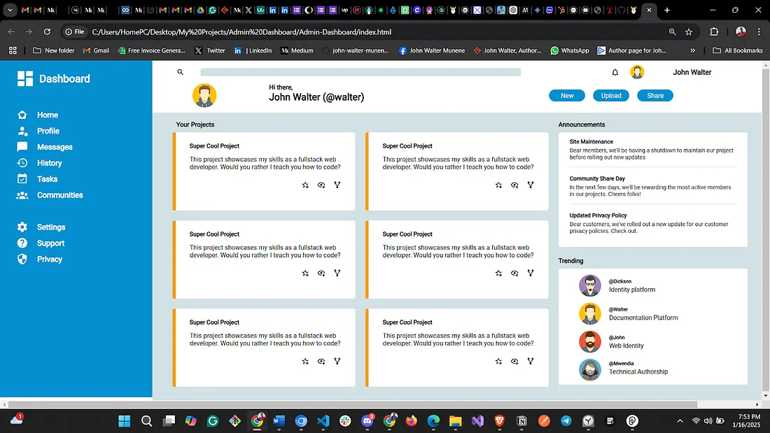 Admin DashBoard