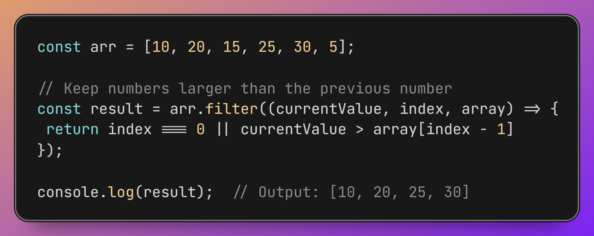 how  raw `filter()` endraw  will work with each params