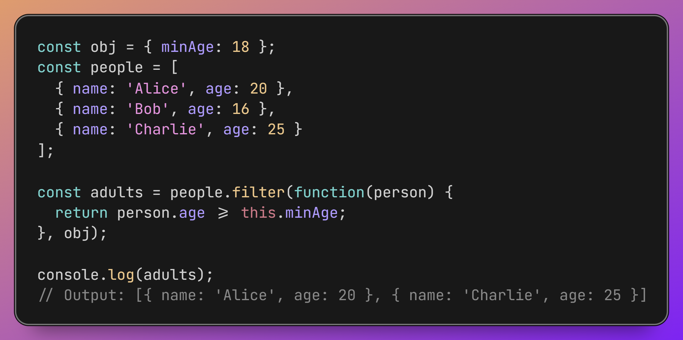 how  raw `filter()` endraw  will work with each params