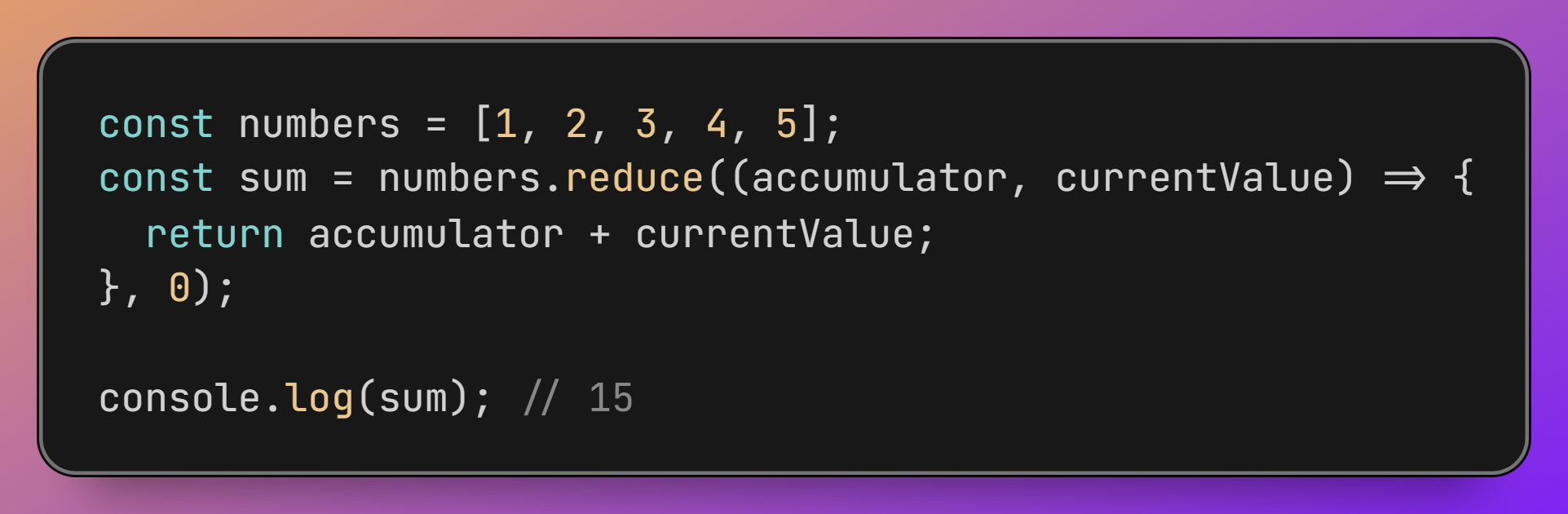 how  raw `reduce()` endraw  will work with each params