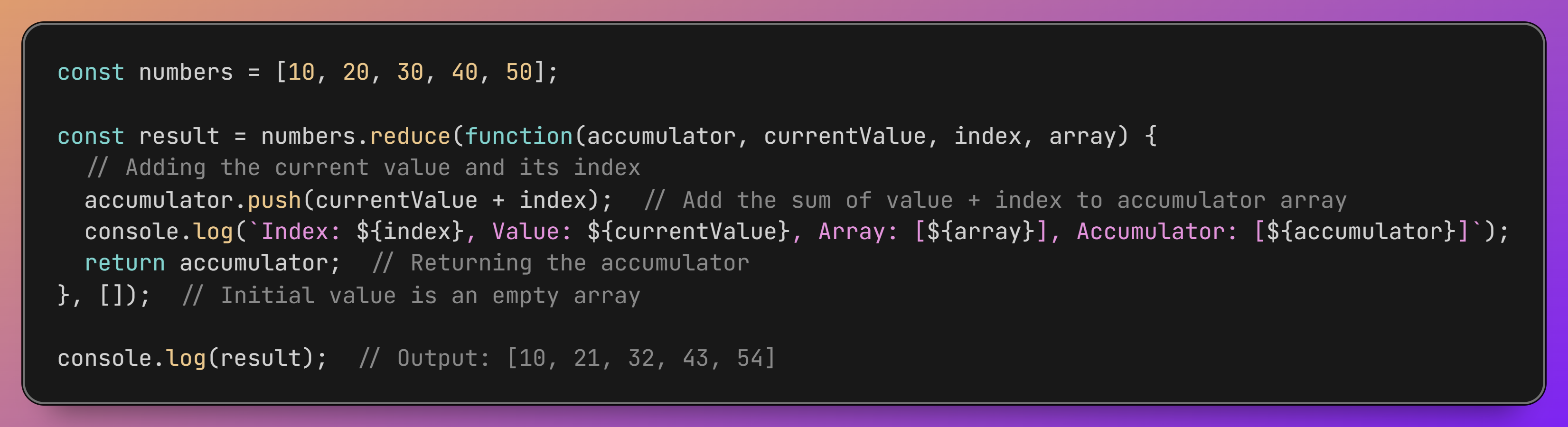 how  raw `reduce()` endraw  will work with each params