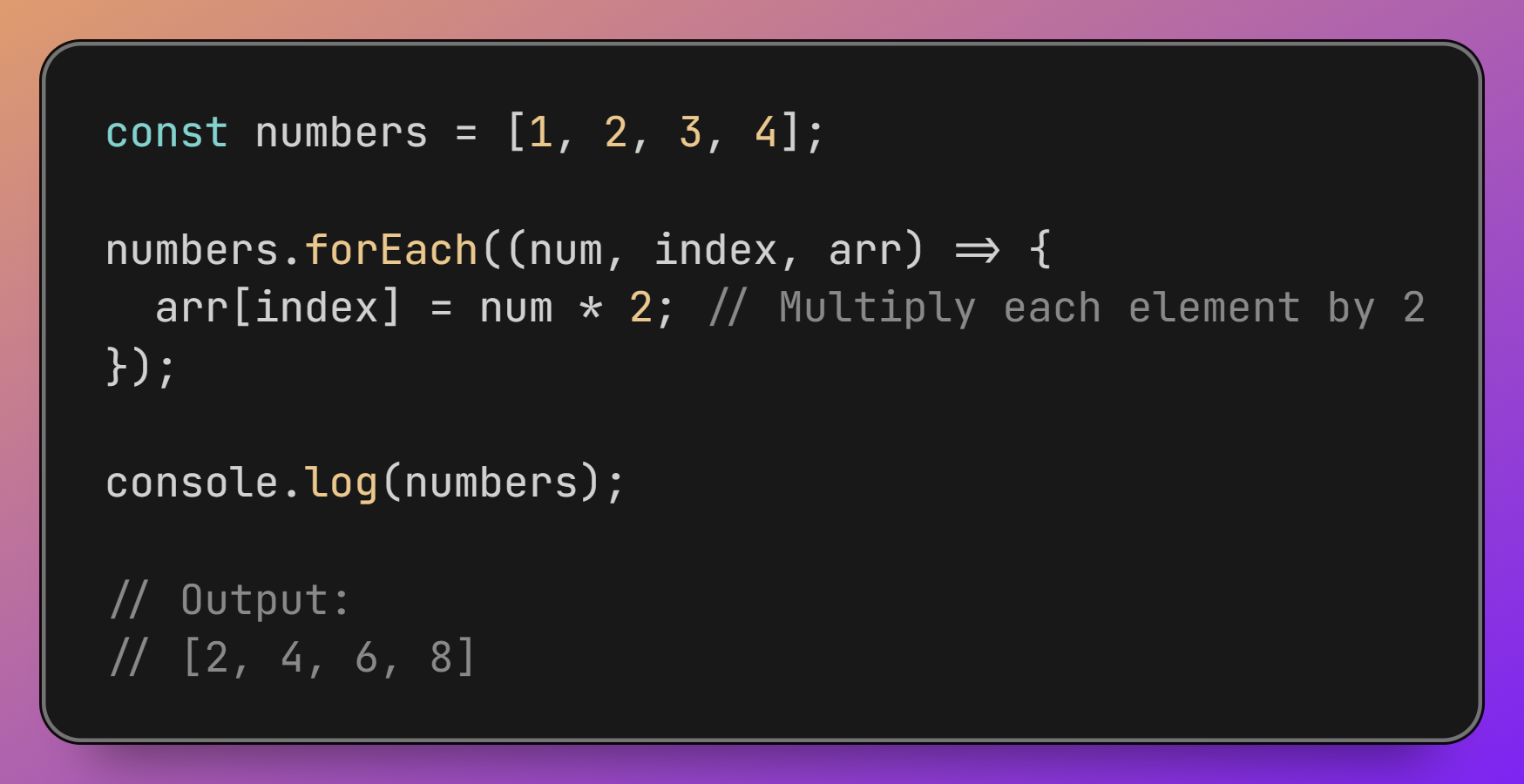 how  raw `foreach()` endraw  will work with each params