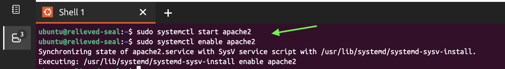 start and enable apache