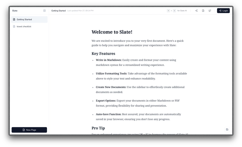 Launching Slate: A Simple Writing Tool