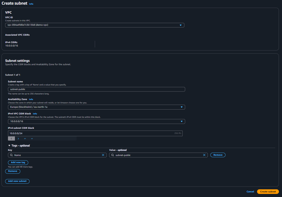 Public Subnet Configuration