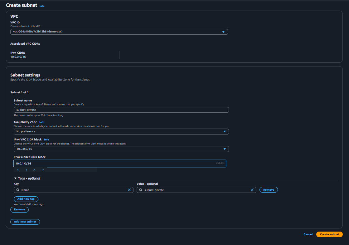 Private Subnet Configuration