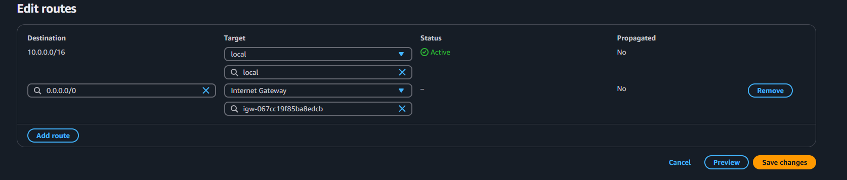 Route Tables Adding VPC