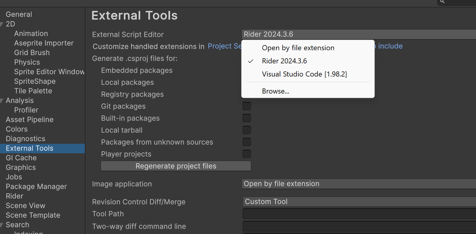 Unity Preferences