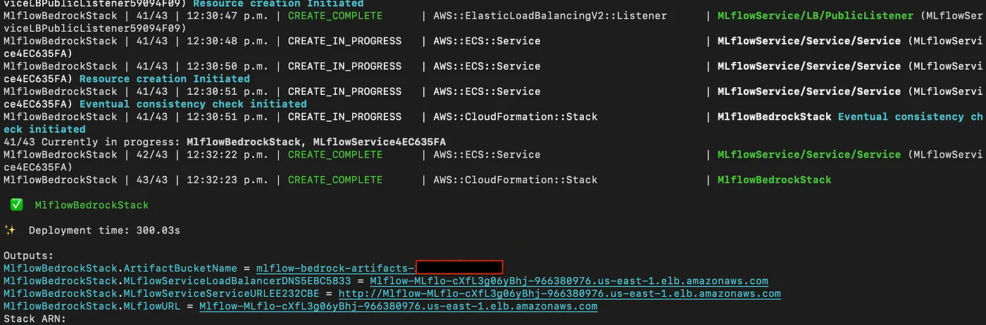 cdk deploy output