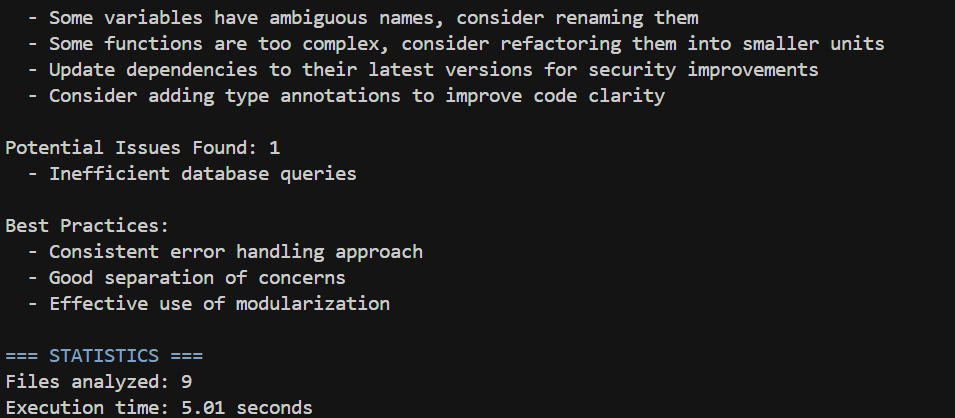 Detailed analysis with verbose option