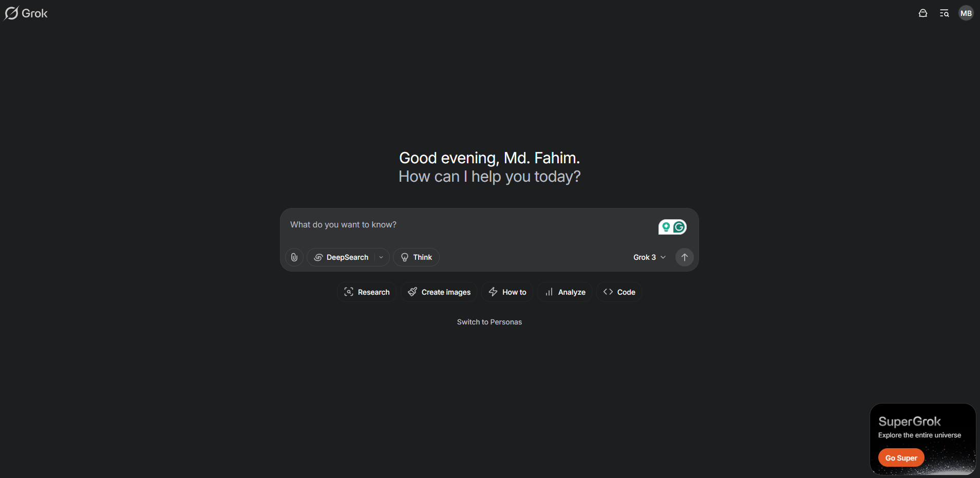 Grok Interface