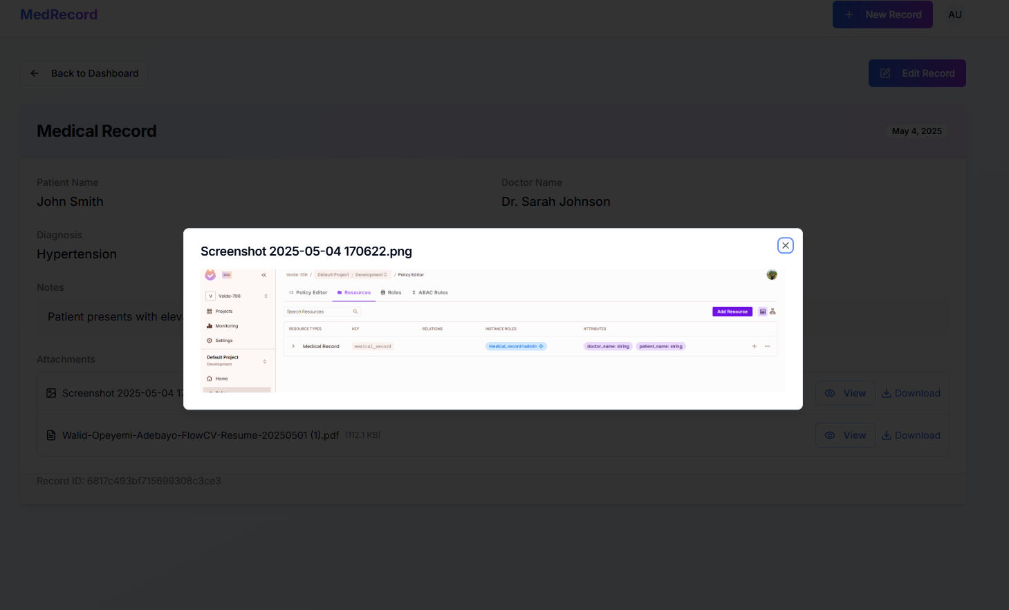 Viewing Record Attachments