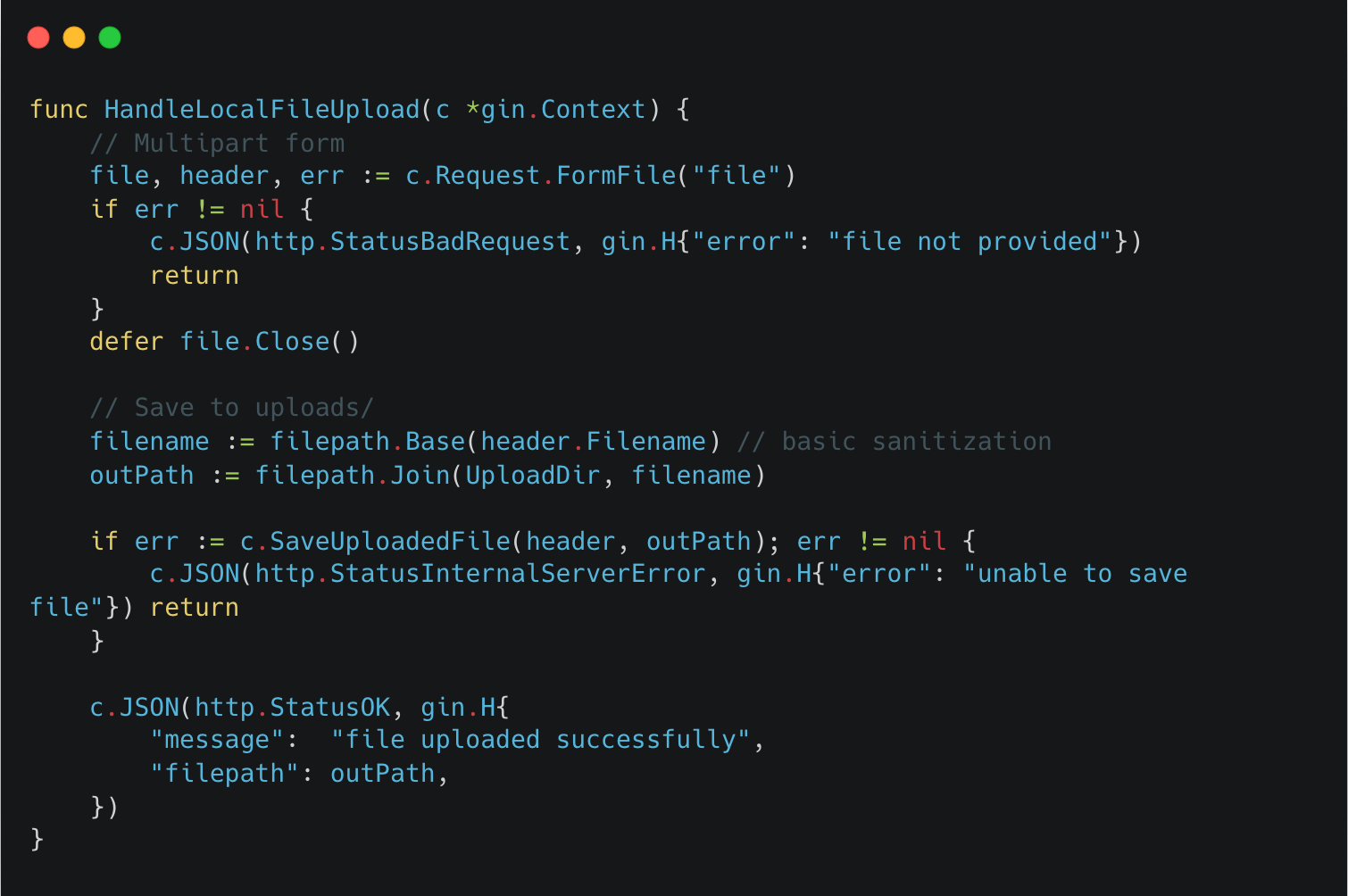 Simple file upload API