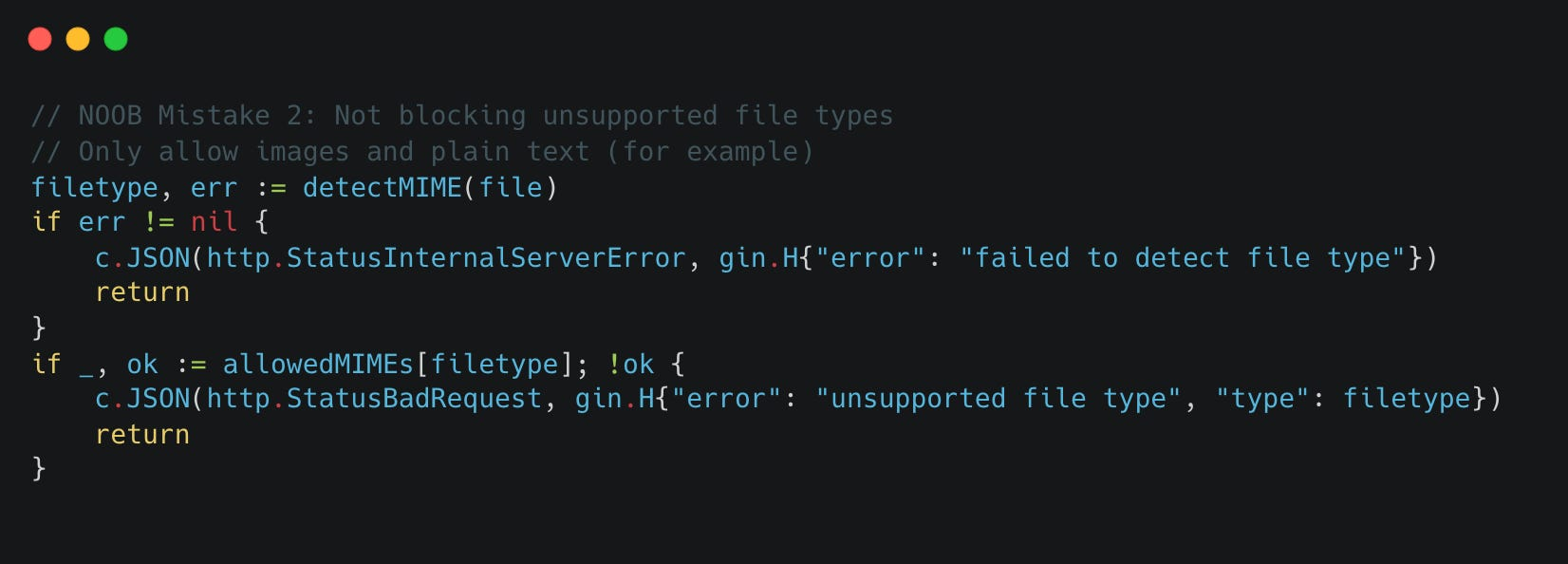Acceptable file type check
