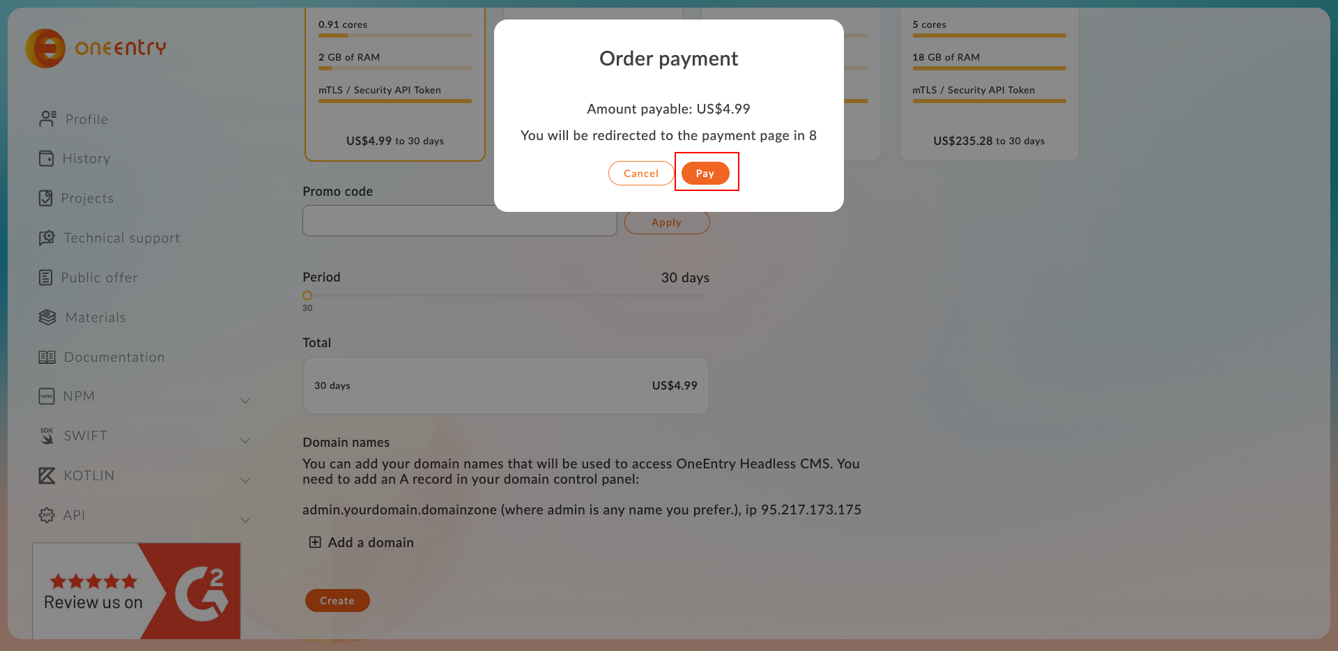 Payment Modal