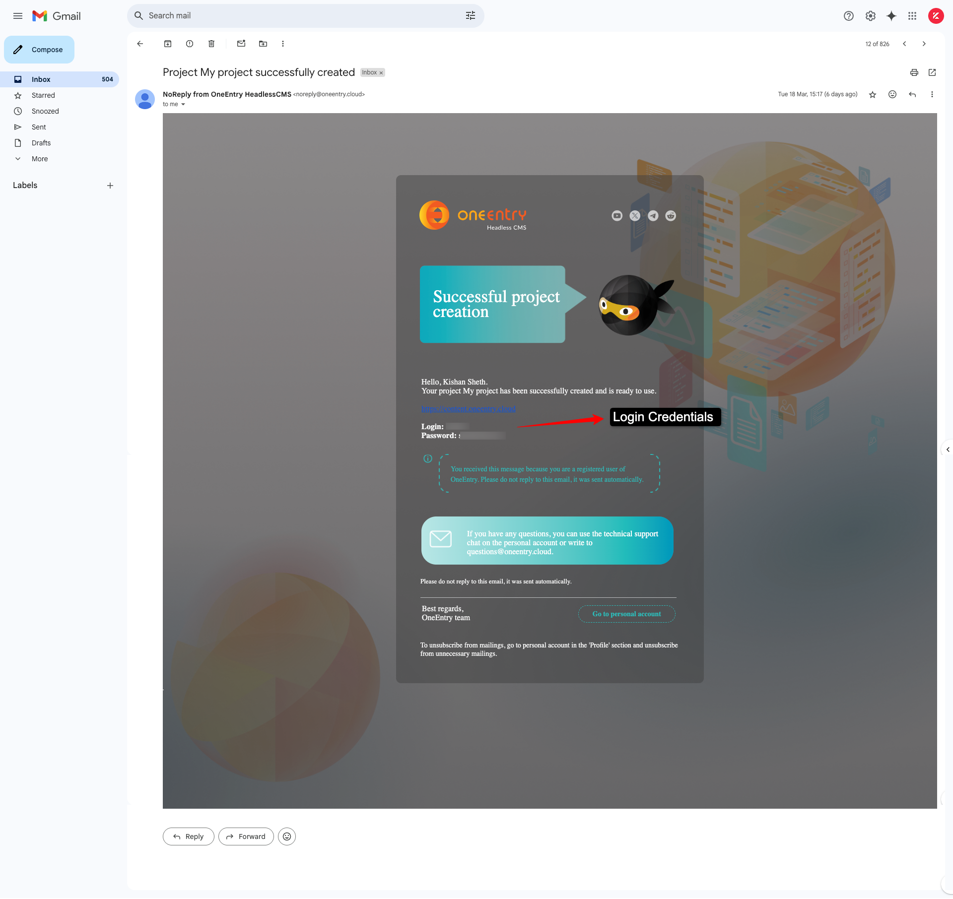 OneEntry Successfull Project Creation